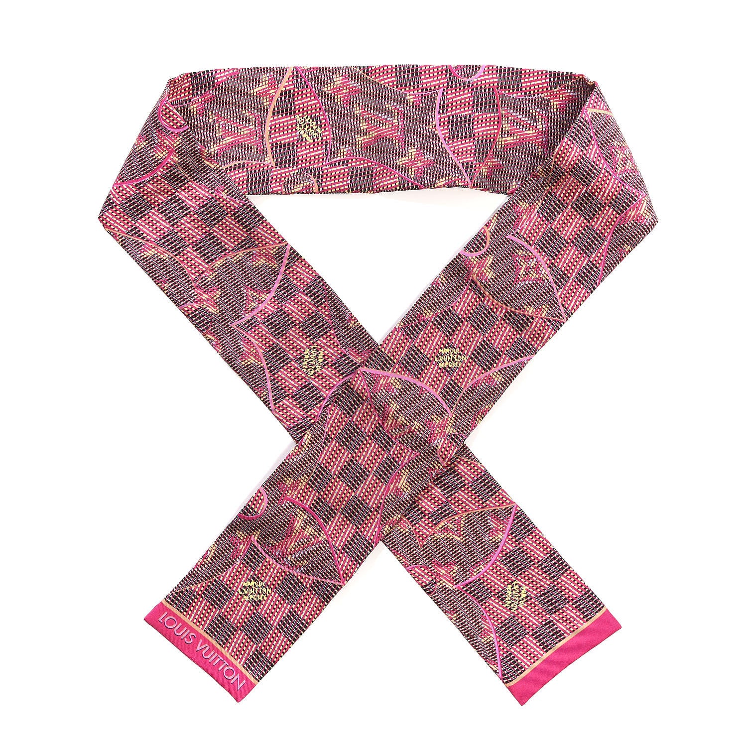 Louis Vuitton Silk Monogram Damier Pop Print Bandeau Pink 1 of 5
