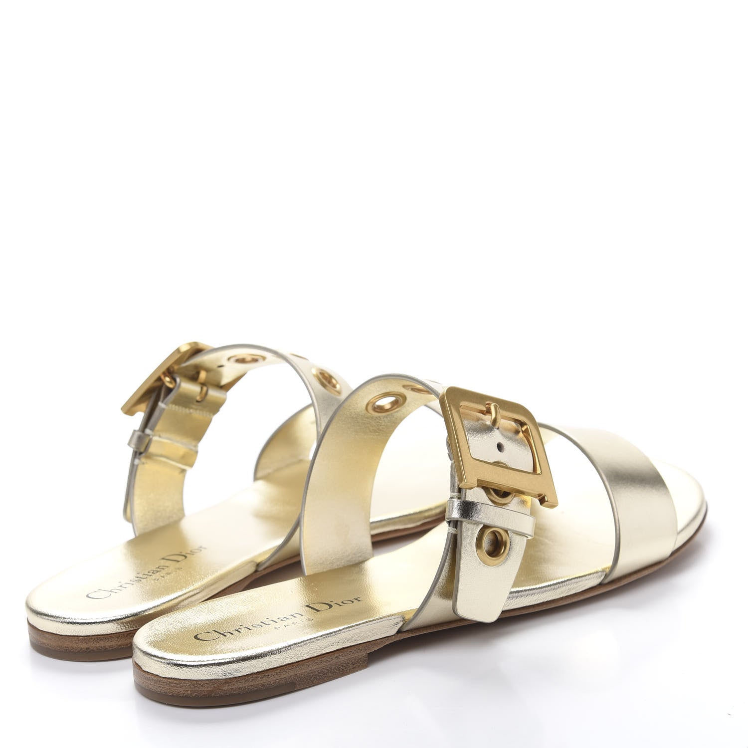 Christian Dior Laminated Calfskin D-Dior Sandal 38.5 Pale Gold 4 of 9