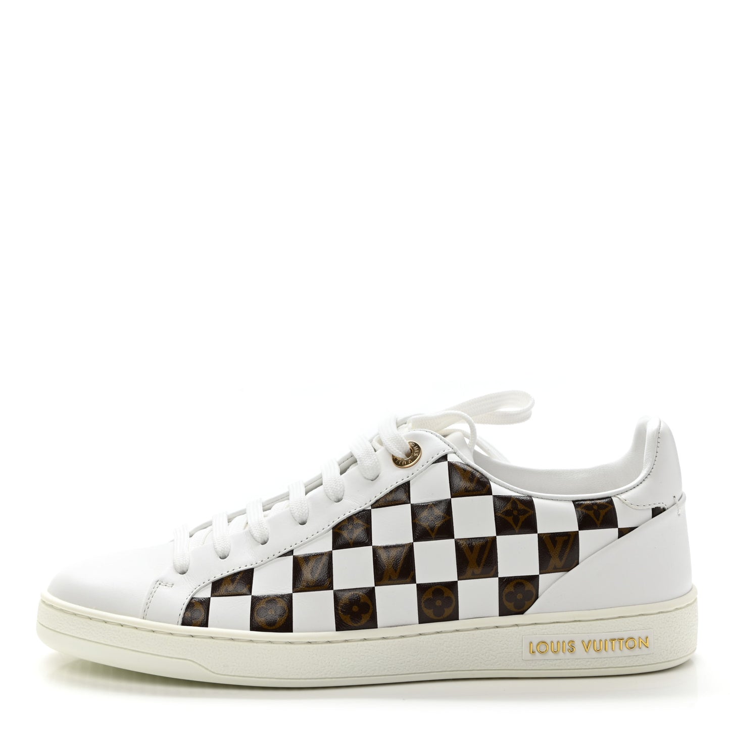 Calfskin Monogram Damier Tressage Frontrow Sneakers 38 White