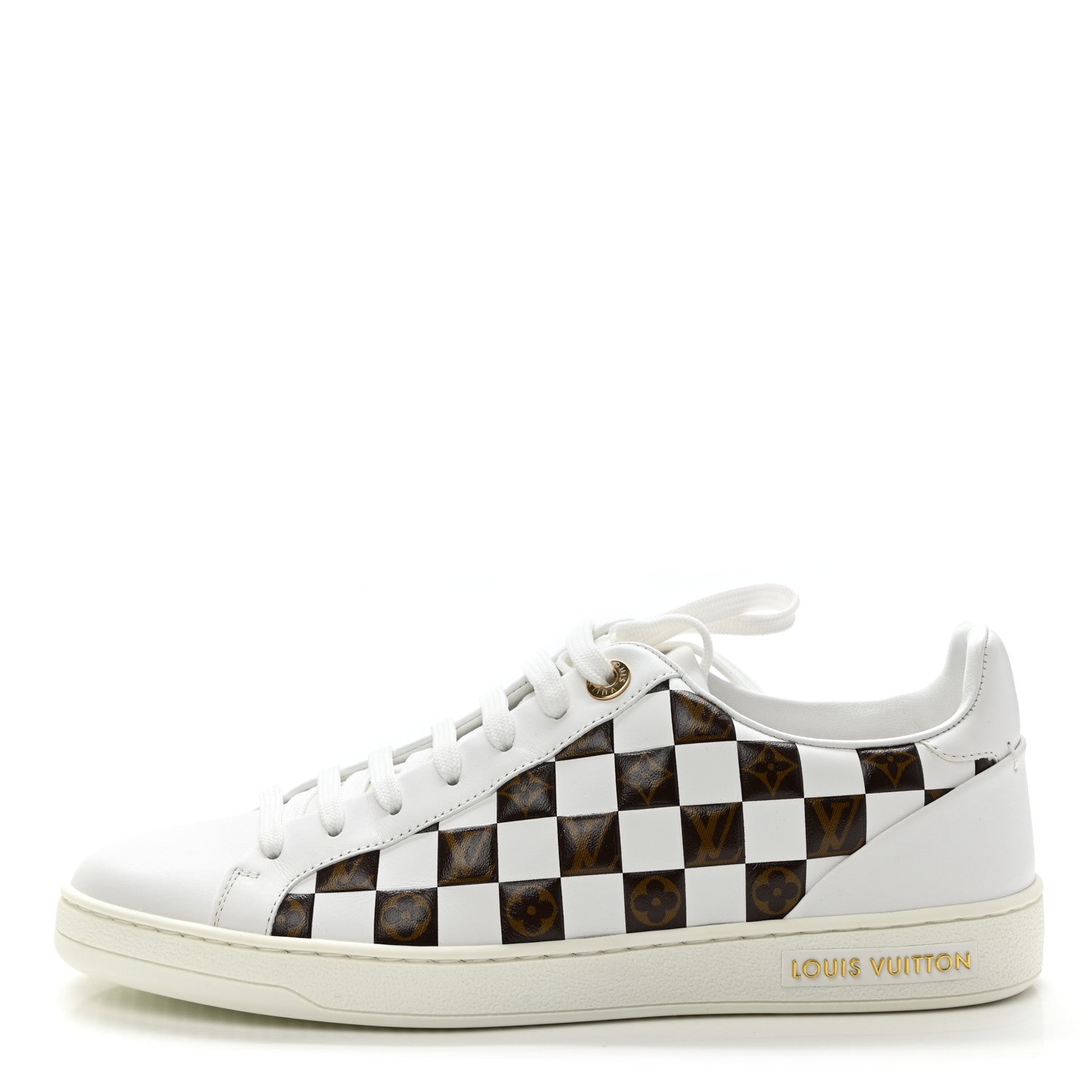 Louis Vuitton Calfskin Monogram Damier Tressage Frontrow Sneakers 38 White 1 of 9