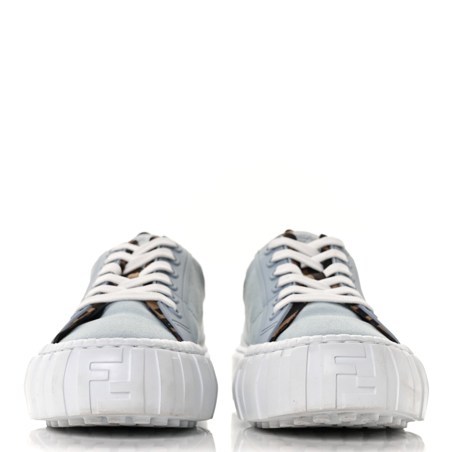 Canvas Lycra TPU FF Womens Fendi Force Low Top Sneakers 40.5 Sky Tobacco Black