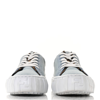 Fendi Canvas Lycra TPU FF Womens Fendi Force Low Top Sneakers 40.5 Sky Tobacco Black 2 of 10