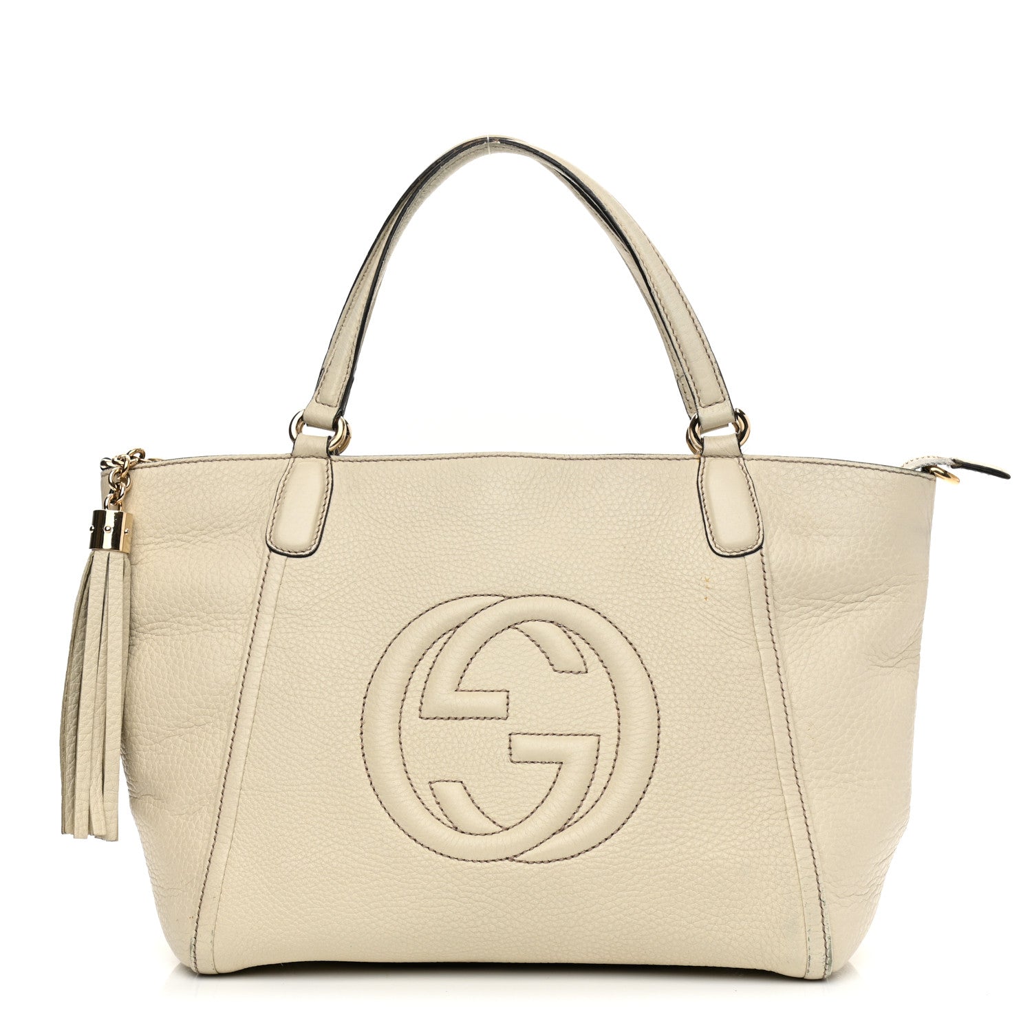 Gucci Pebbled Calfskin Small Soho Top Handle Bag Off White 1 of 19