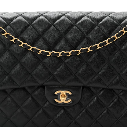 Chanel Grained Calfksin Quilted XXL Travel Flap Bag Black 8 of 10