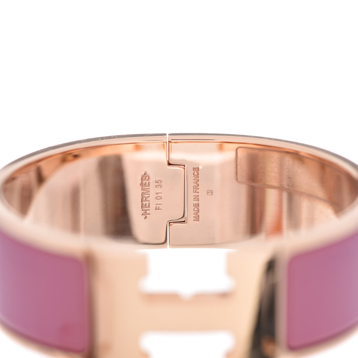 Hermes Enamel Wide Clic Clac H Bracelet PM Rose Velours 4 of 4