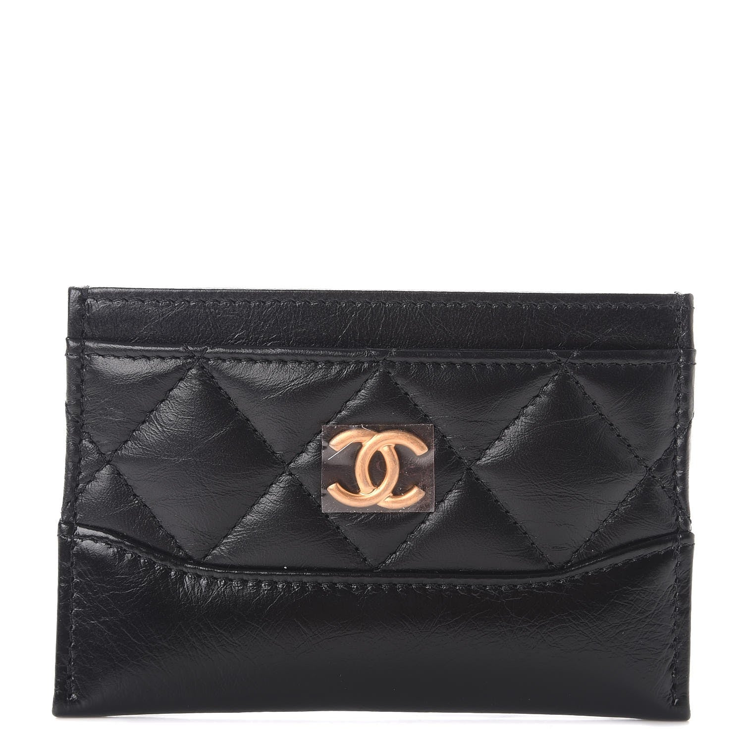 Chanel Aged Calfskin Quilted Gabrielle Card Holder Black 1 of 9