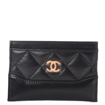 Chanel Aged Calfskin Quilted Gabrielle Card Holder Black 1 of 9