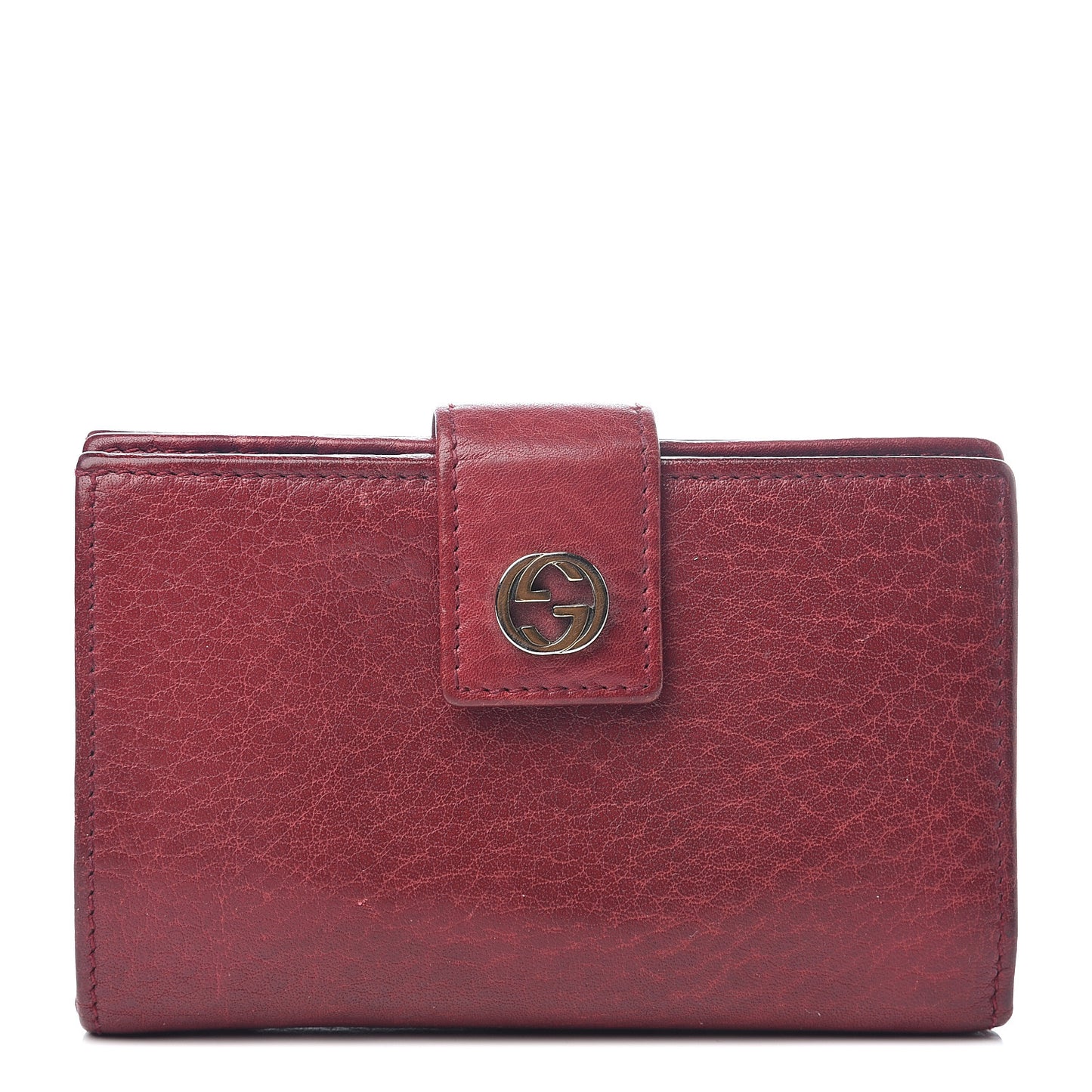 Dollar Calfskin Interlocking G Compact Wallet Red