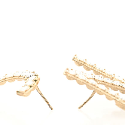 Chanel Crystal Cha-Nel Logo Drop Earrings Gold 3 of 4
