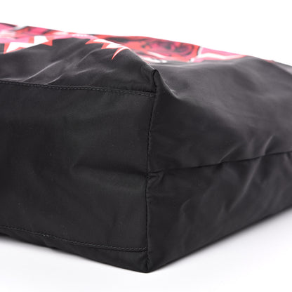 Prada X UNIVERSAL STUDIOS Tessuto Nylon Soft Calfskin Frankenstein Rose Tote Rosso Lacca 10 of 11