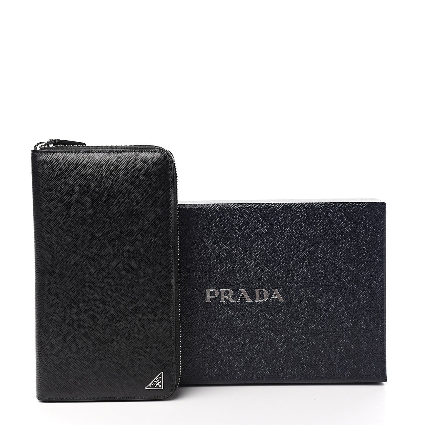 Saffiano Large Zip Around Travel Wallet Black