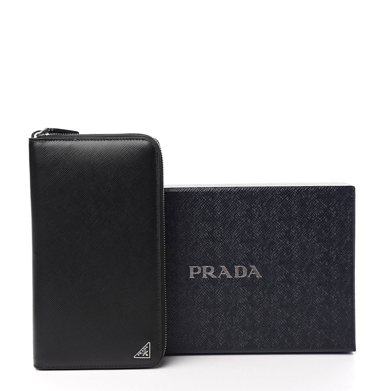Prada Saffiano Large Zip Around Travel Wallet Black 7 of 7