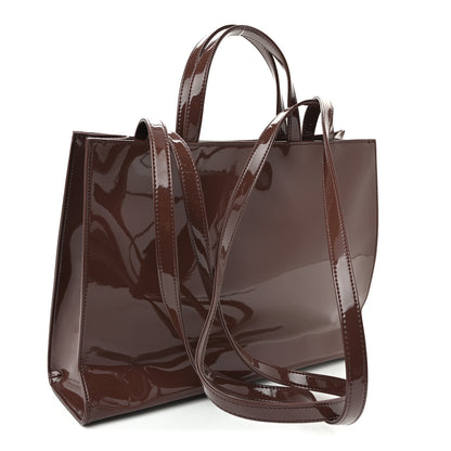 Telfar Patent Vegan Leather Medium Shopping Bag Chocolate 3 of 9