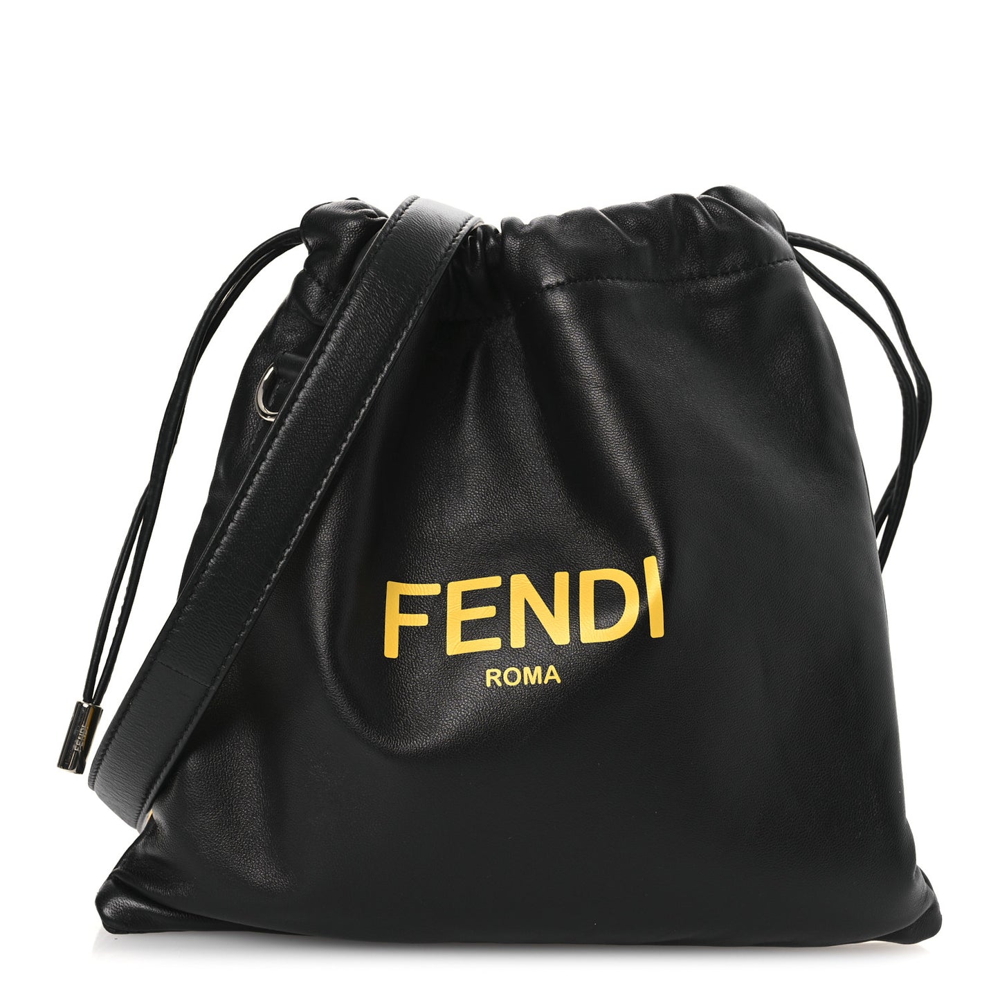 Soft Nappa Logo Small Drawstring Pouch Bag Black Sunflower