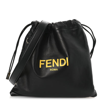 Fendi Soft Nappa Logo Small Drawstring Pouch Bag Black Sunflower 1 of 19