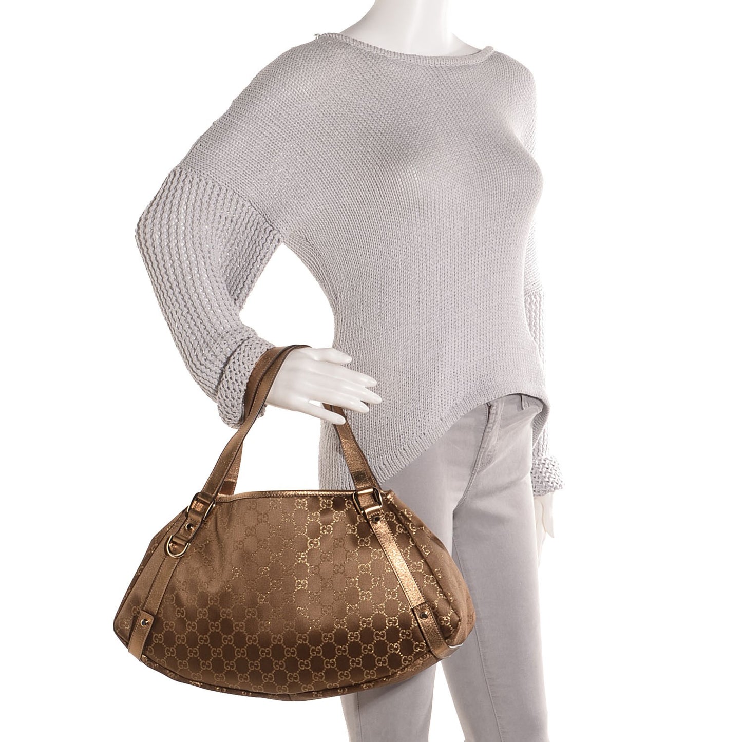 Satin Monogram Medium Abbey Shoulder Bag Bronze