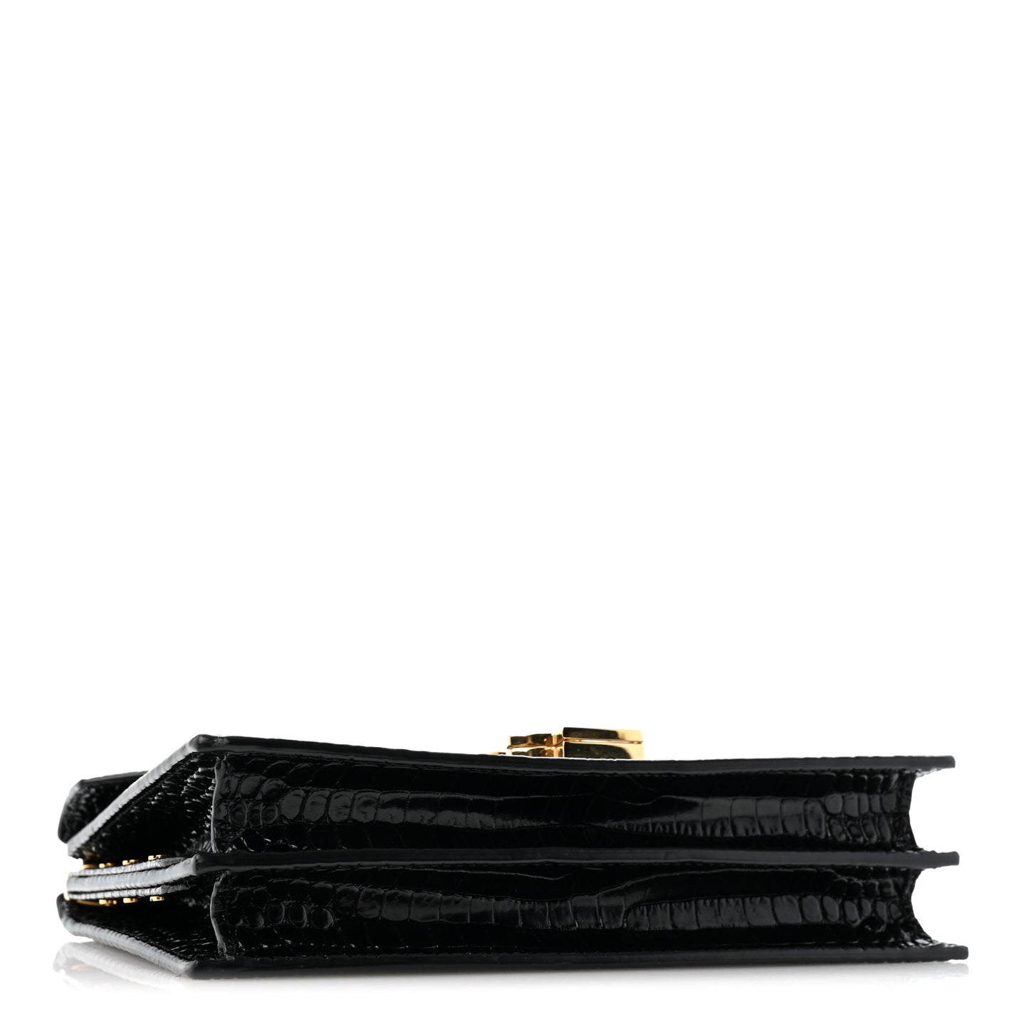 Calfskin Crocodile Embossed Monogram Cassandra Clasp Bag Black Rouge Legion