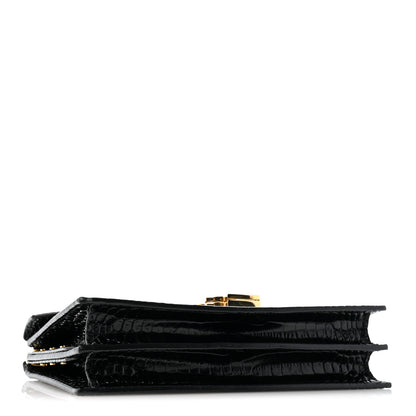 Saint Laurent Calfskin Crocodile Embossed Monogram Cassandra Clasp Bag Black Rouge Legion 4 of 12