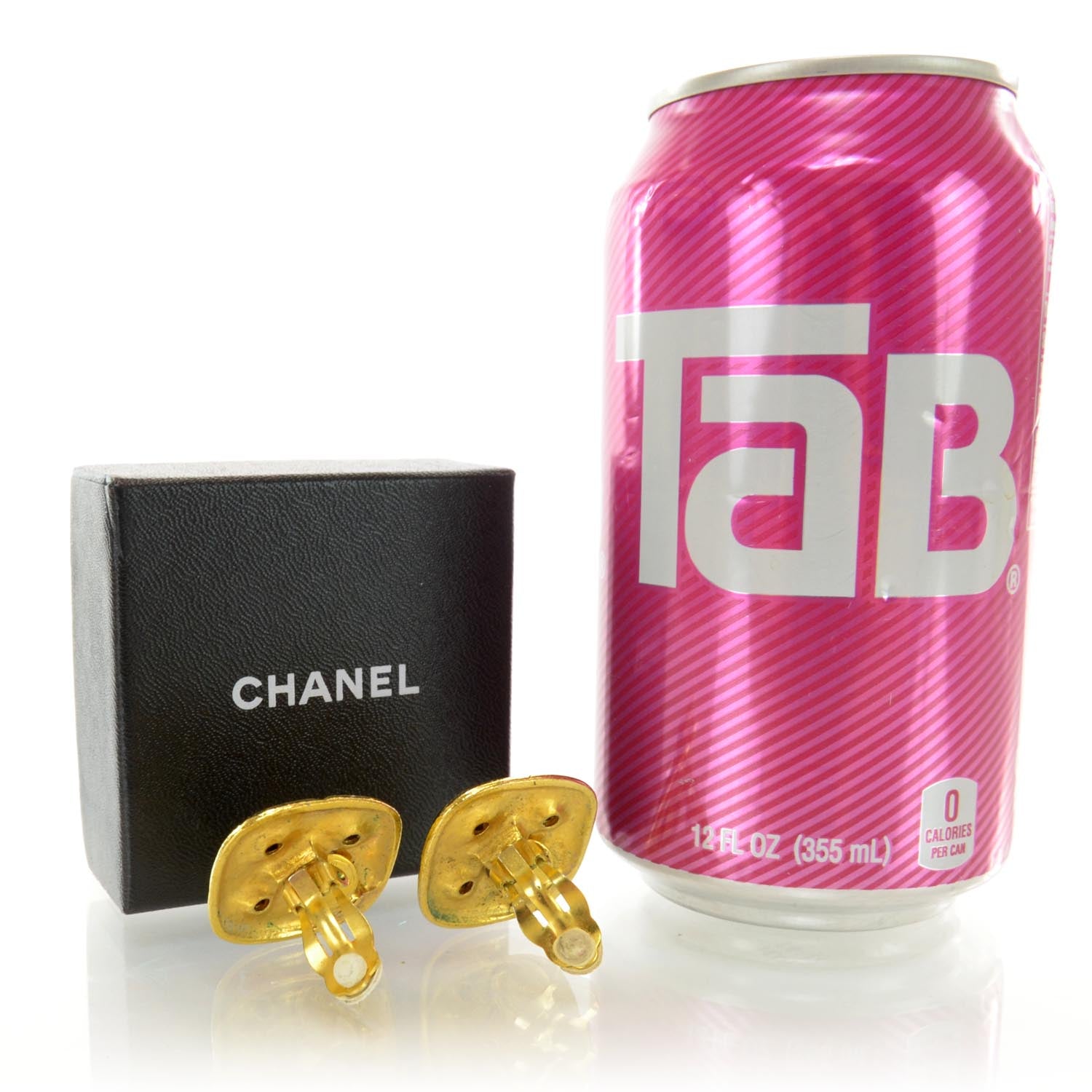 Chanel Crystal Clip On Earrings Gold 2 of 4