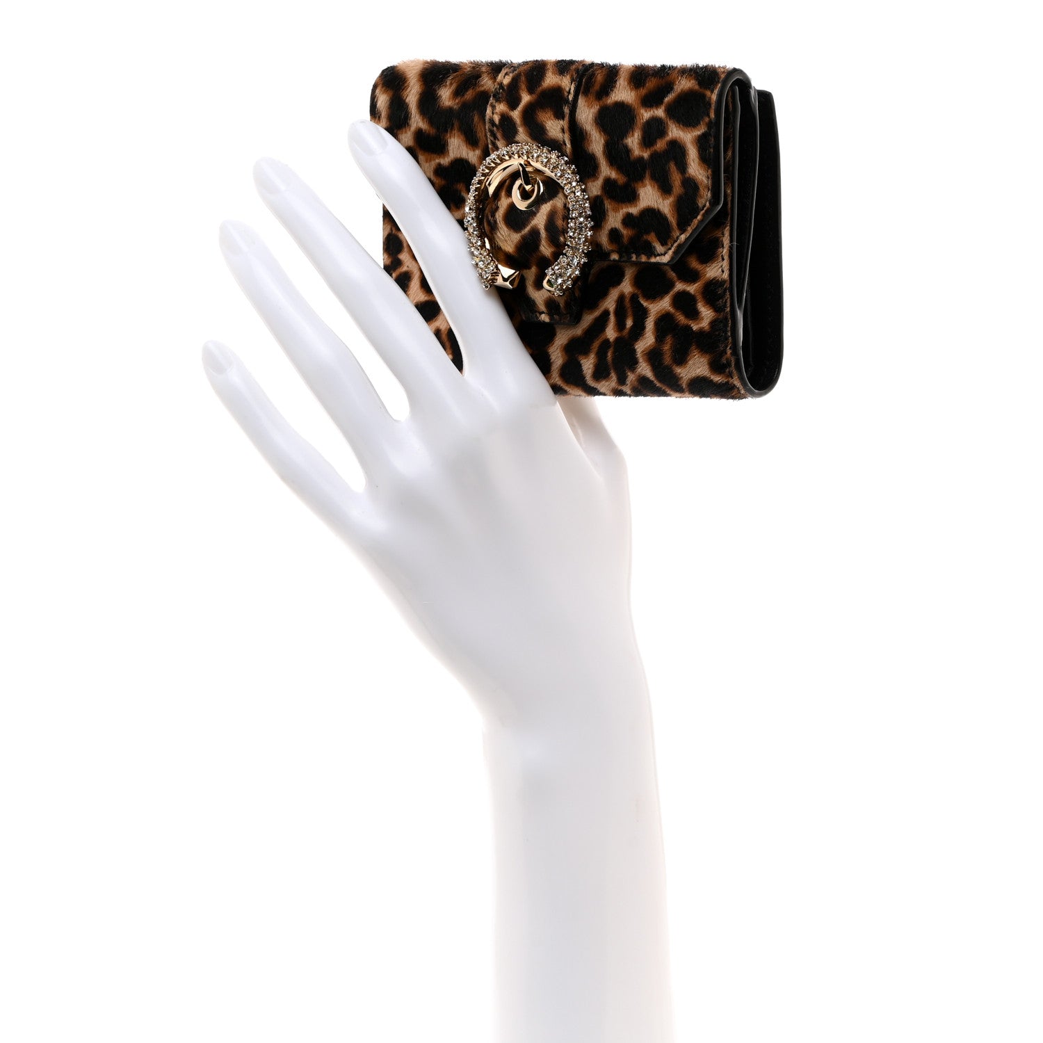 Jimmy Choo Pony Hair Leopard Print Crystal Cheri Compact Wallet 2 of 9