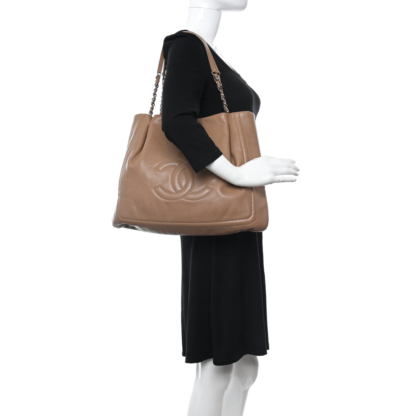 Caviar CC Timeless Shoulder Bag Dark Beige