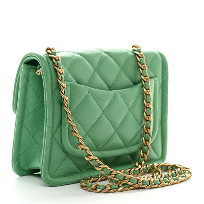 Chanel Caviar Quilted Mini Sweet Classic Flap Green 3 of 10