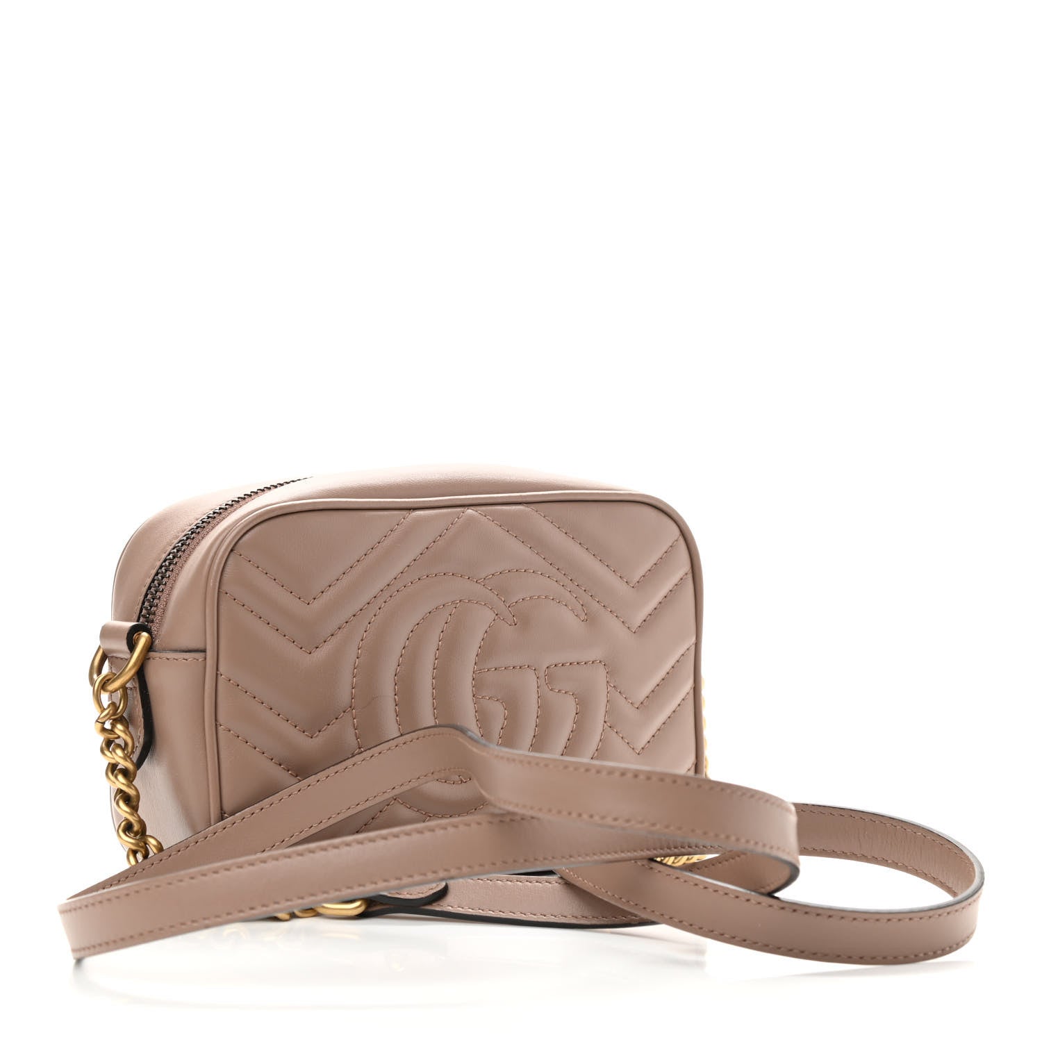 Gucci Calfskin Matelasse Mini GG Marmont Chain Shoulder Bag Porcelain Rose 3 of 13