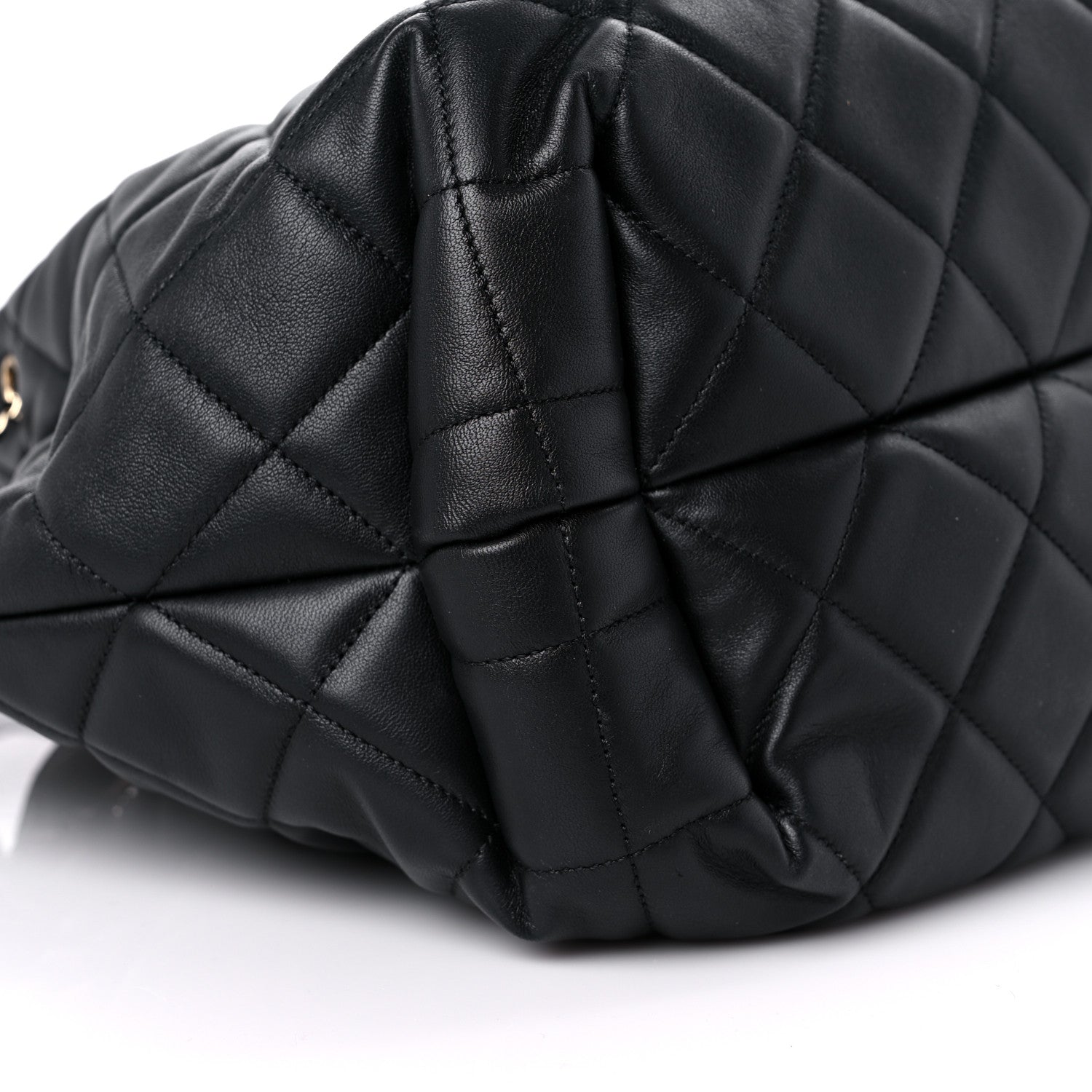 Chanel Lambskin Quilted CC Dweller Drawstring Tote Black 8 of 13