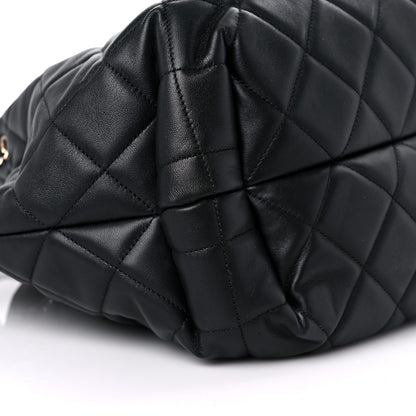 Chanel Lambskin Quilted CC Dweller Drawstring Tote Black 8 of 13