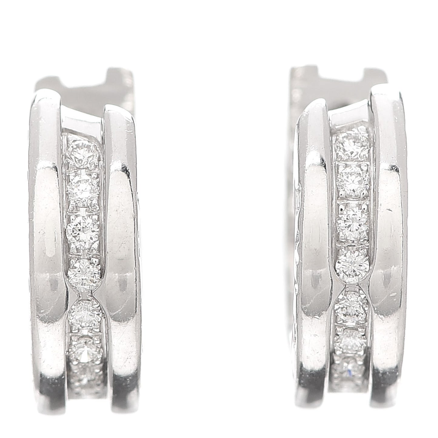 18K White Gold Diamond Small B.Zero1 Hoop Earrings