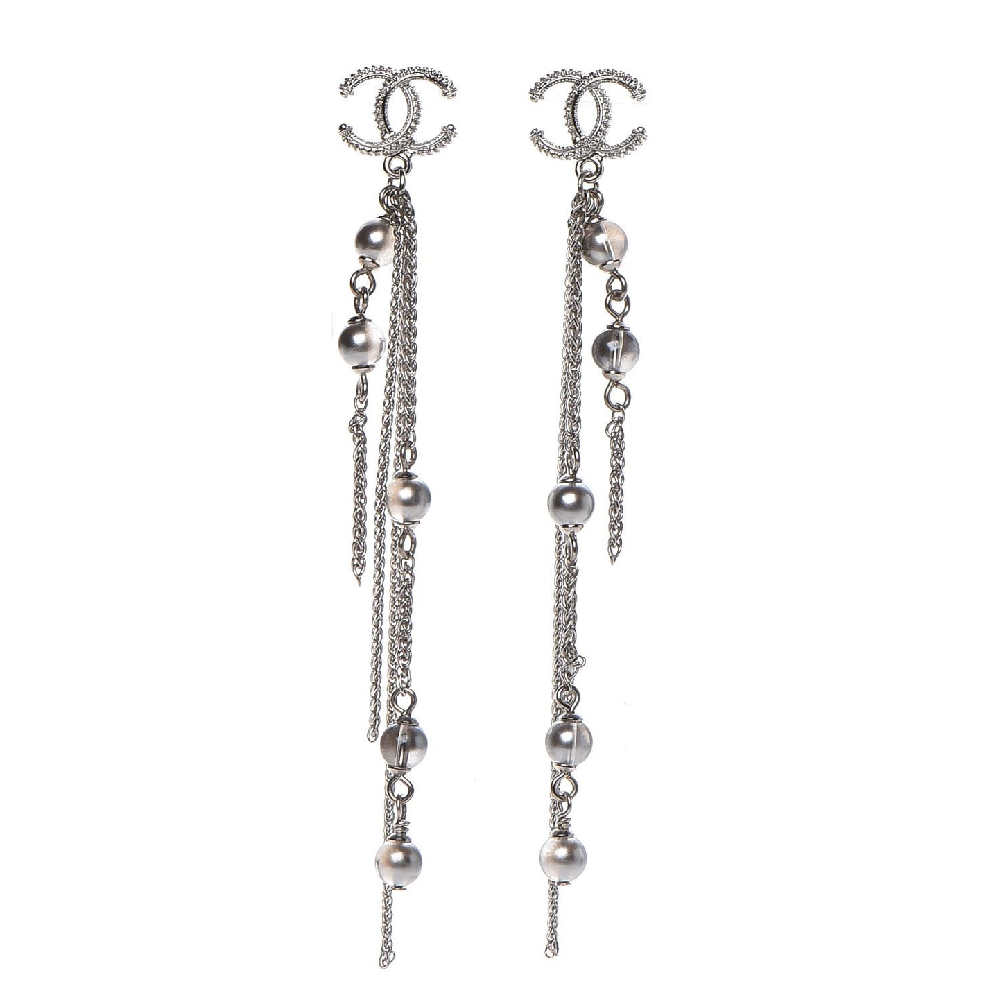CC Dangle Earrings Pearly Grey Silver
