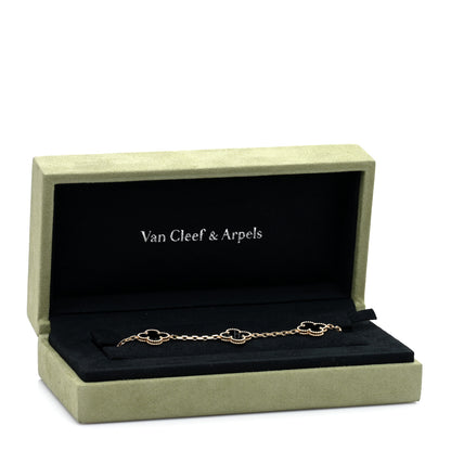 Van Cleef & Arpels 18K Yellow Gold Black Onyx 5 Motifs Vintage Alhambra Bracelet 4 of 4