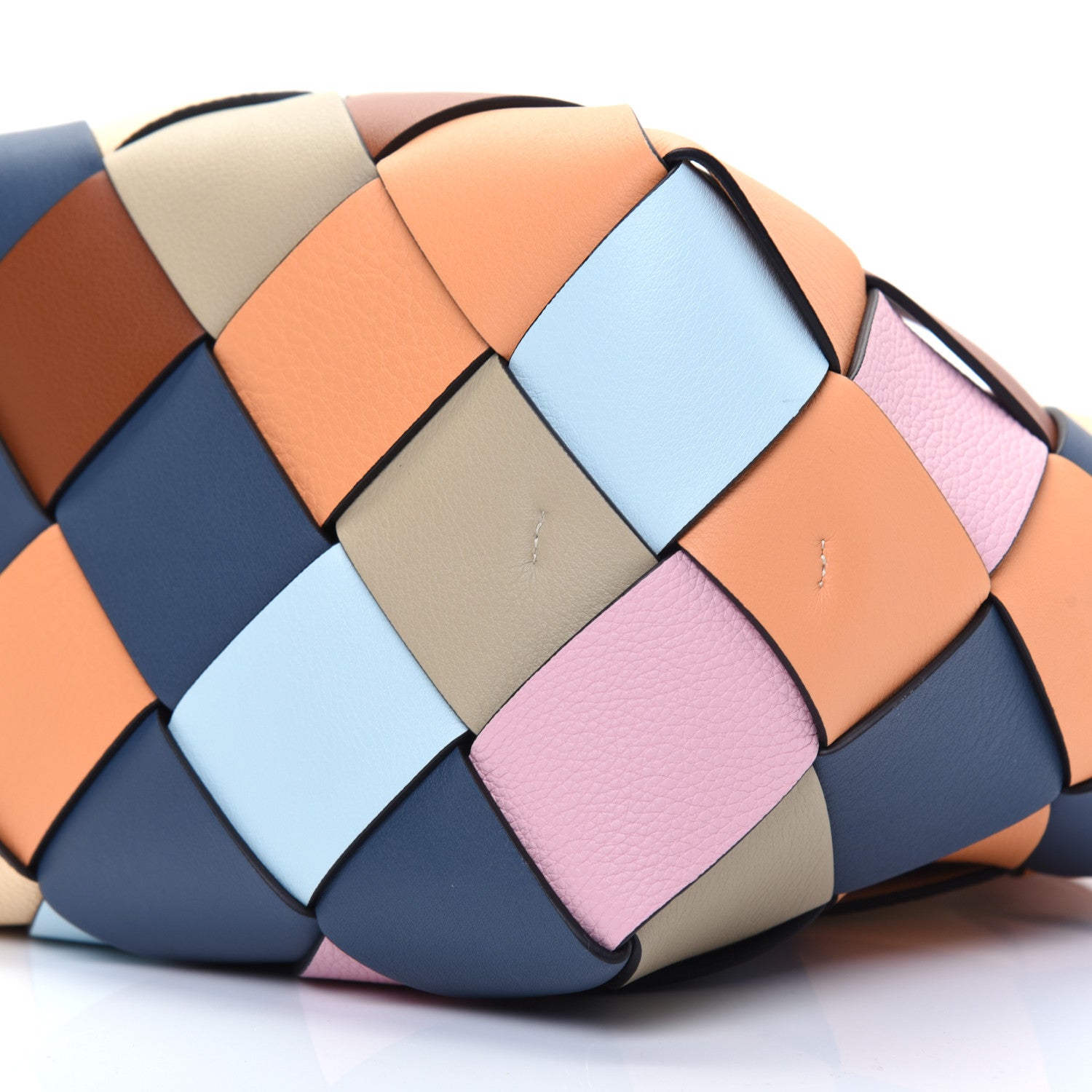 Loewe Calfskin Small Woven Basket Surplus Bag Soft Apricot Crystal Blue 7 of 12