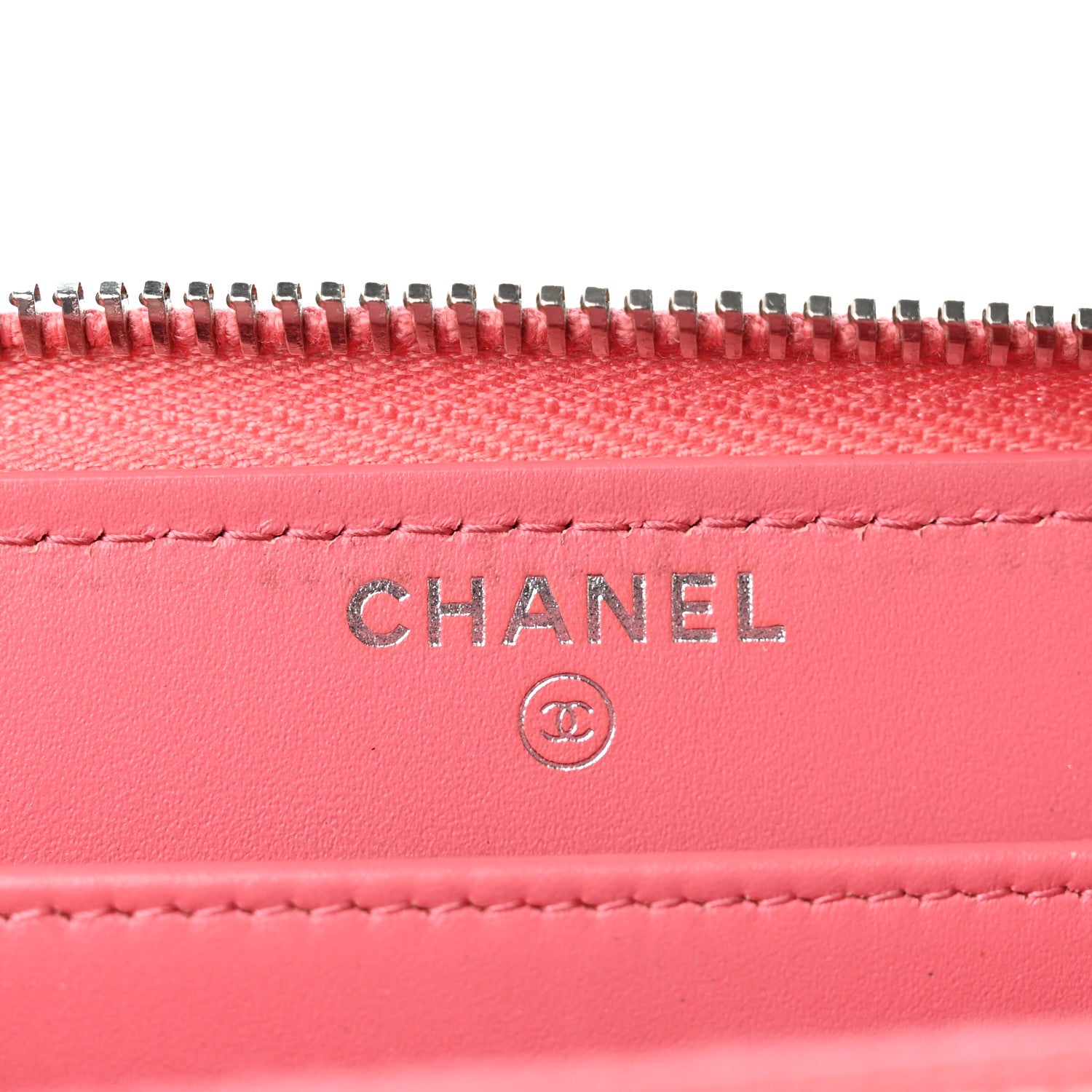 Chanel Caviar Chevron Large Gusset Zip Around Wallet Pink 6 of 11