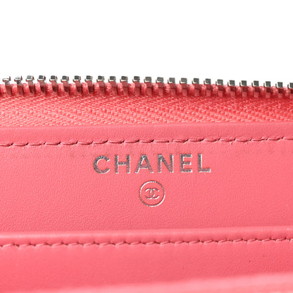 Chanel Caviar Chevron Large Gusset Zip Around Wallet Pink 6 of 11