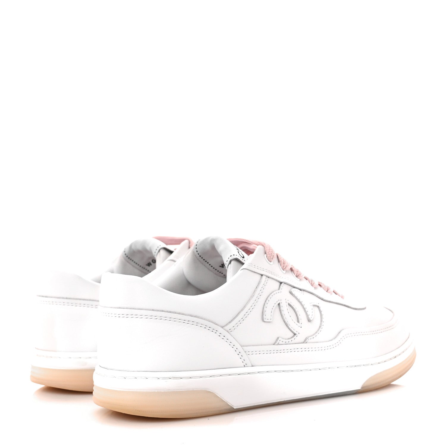 Chanel Calfskin Womens CC Sneakers 36.5 White Pink 4 of 10