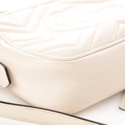Gucci Calfskin Matelasse Mini GG Marmont Chain Shoulder Bag White 13 of 15