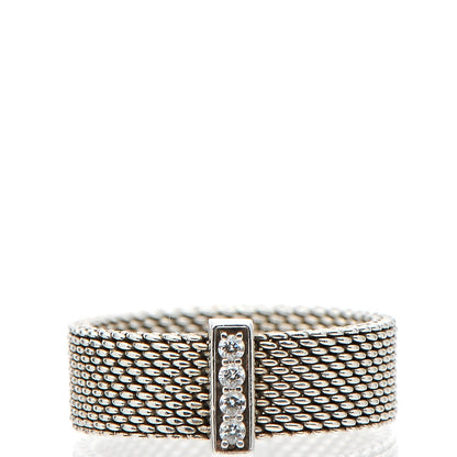 Tiffany Sterling Silver Diamond Mesh Somerset Ring 57 8 1 of 6