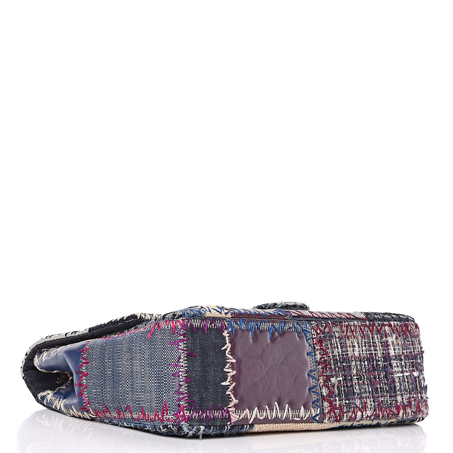 Denim Tweed Patchwork Jumbo Single Flap Multicolor