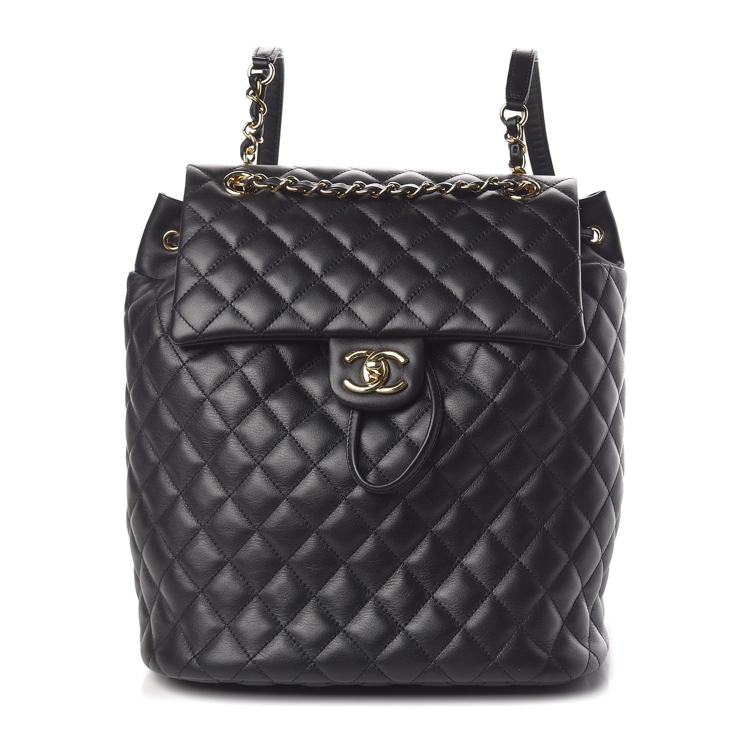 Calfskin Quilted Large Urban Spirit Backpack Black
