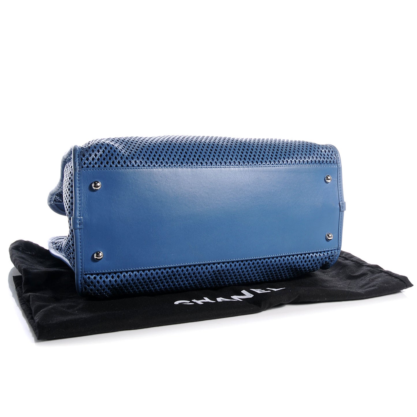 Calfskin Perforated Up In The Air Tote Dark Blue