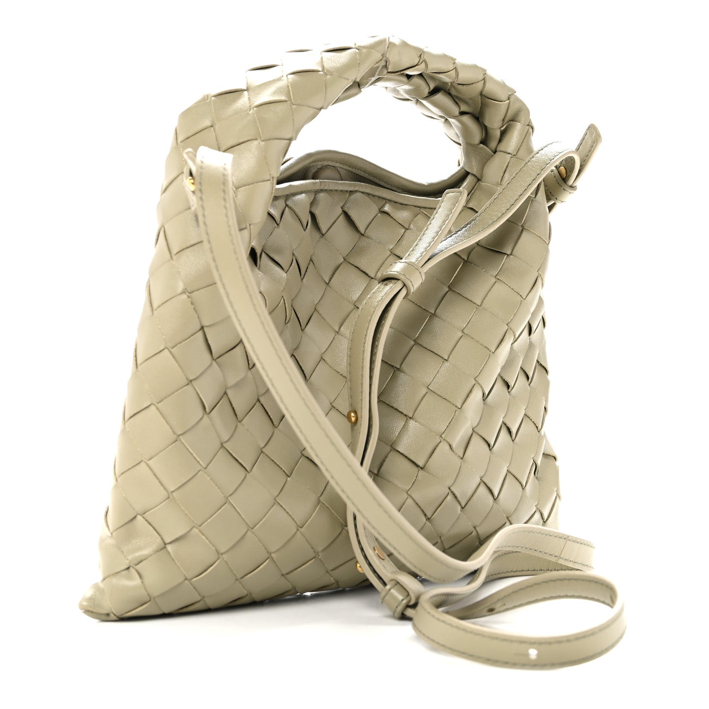 Calfskin Intrecciato Mini Hop Travertine