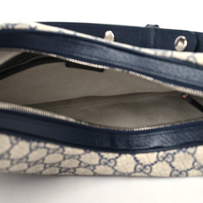 Gucci GG Supreme Monogram Textured Calfskin Web Large Attache Shoulder Bag Beige Blue 5 of 8