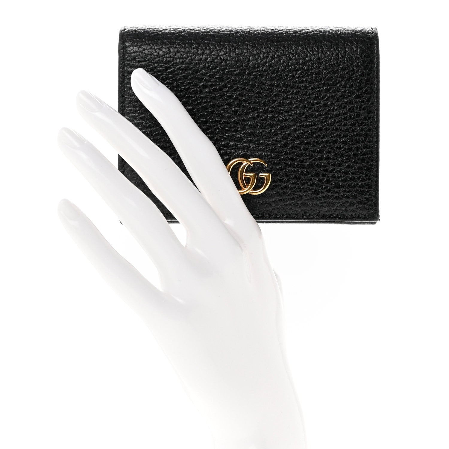 Gucci Pebbled Calfskin GG Marmont Card Case Black 2 of 9