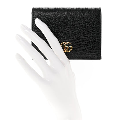 Gucci Pebbled Calfskin GG Marmont Card Case Black 2 of 9