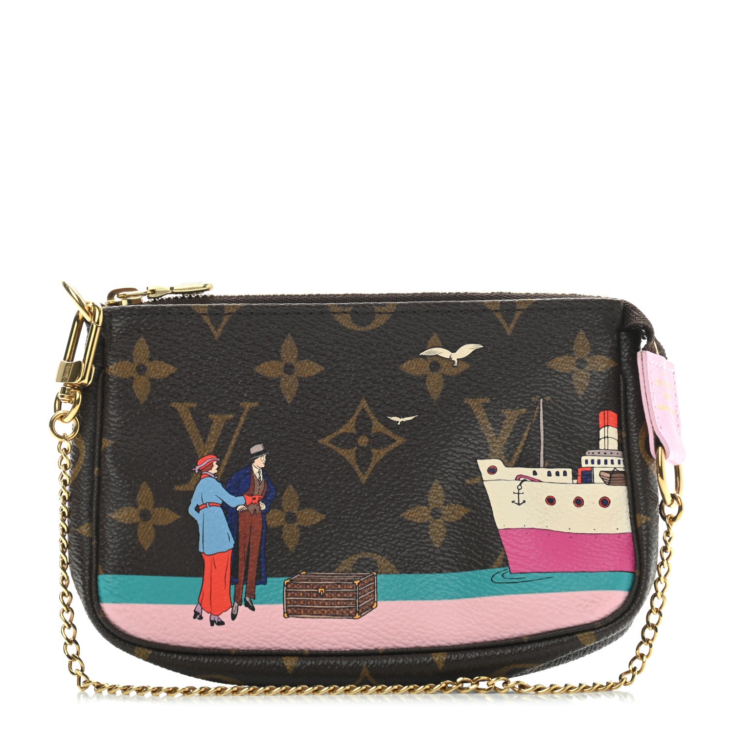 Louis Vuitton Monogram 2016 Christmas Animation Mini Pochette Accessories Rose Ballerine 1 of 6