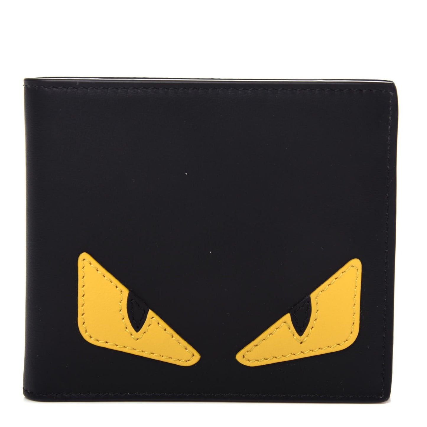 Vitello Century Monster Eyes Inlay Bi-Fold Wallet Black Giallo Rosso