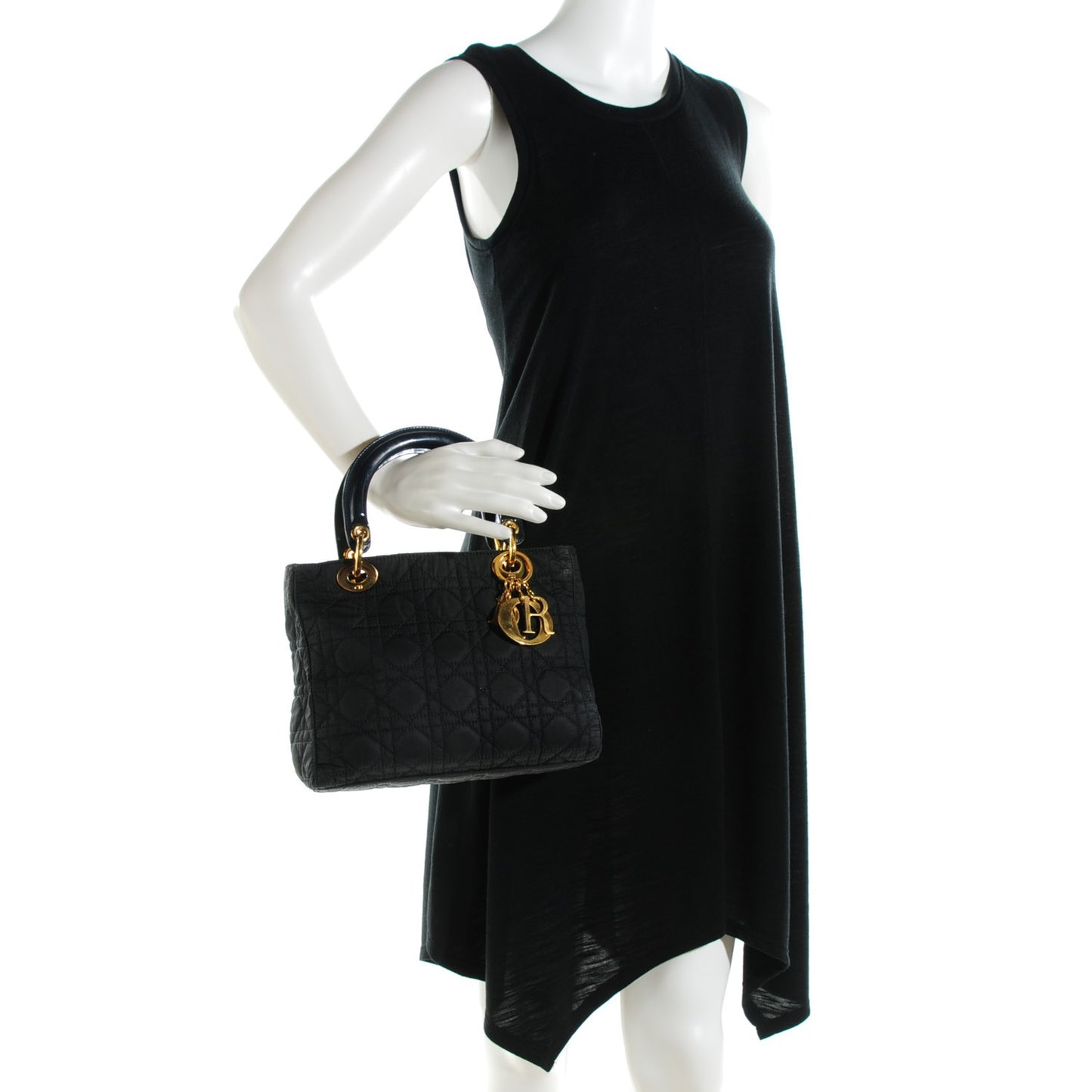 Nylon Cannage Medium Lady Dior Navy Blue