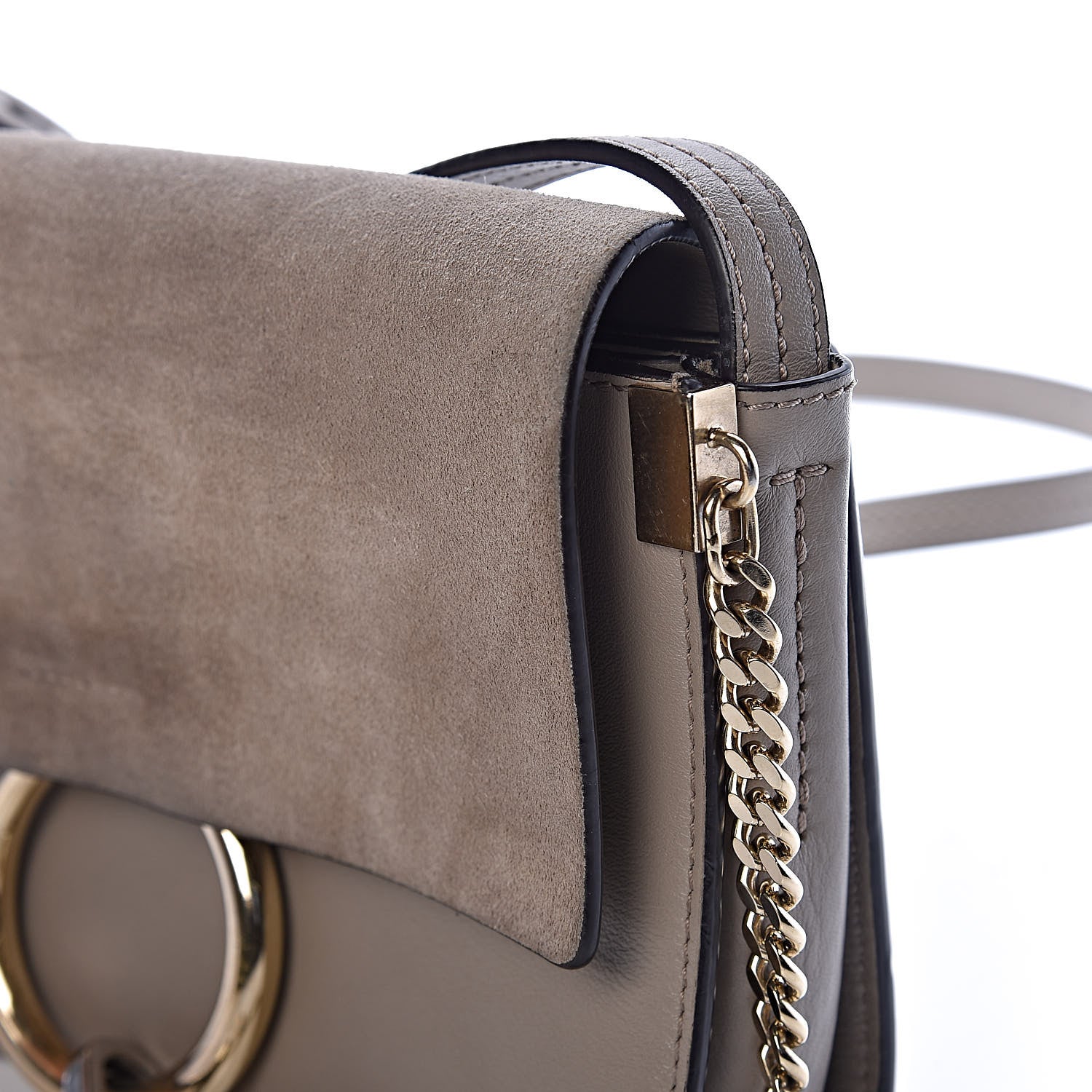 Chloe Suede Calfskin Small Faye Shoulder Bag Motty Grey 14 of 17