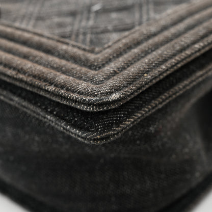 Chanel Denim Quilted Medium Boy Flap Black 11 of 13